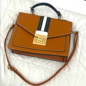 Elegant Tan and Black Handbag
